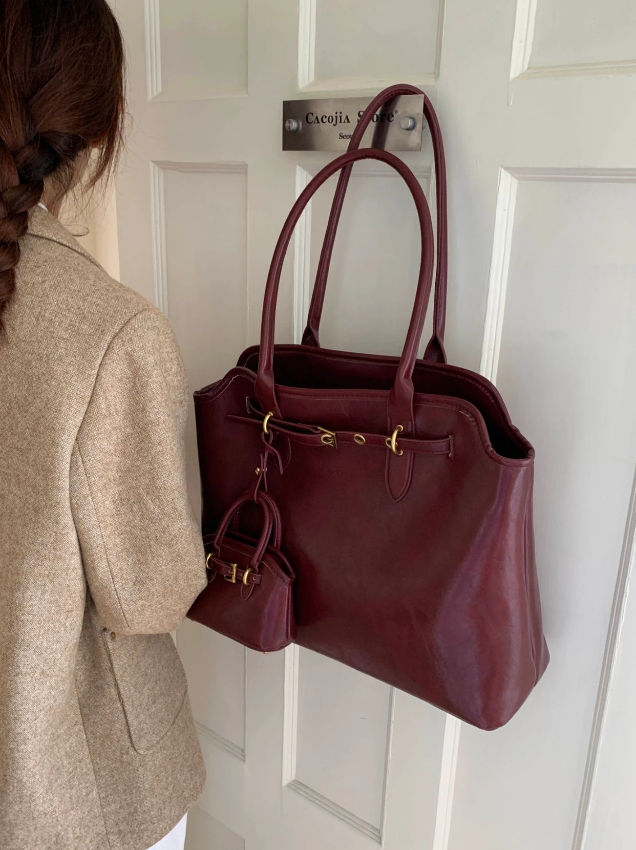 

Ретро-сумка-тоут большой вместимости для женщин, универсальная, простого дизайна, ручная/на одно плечо