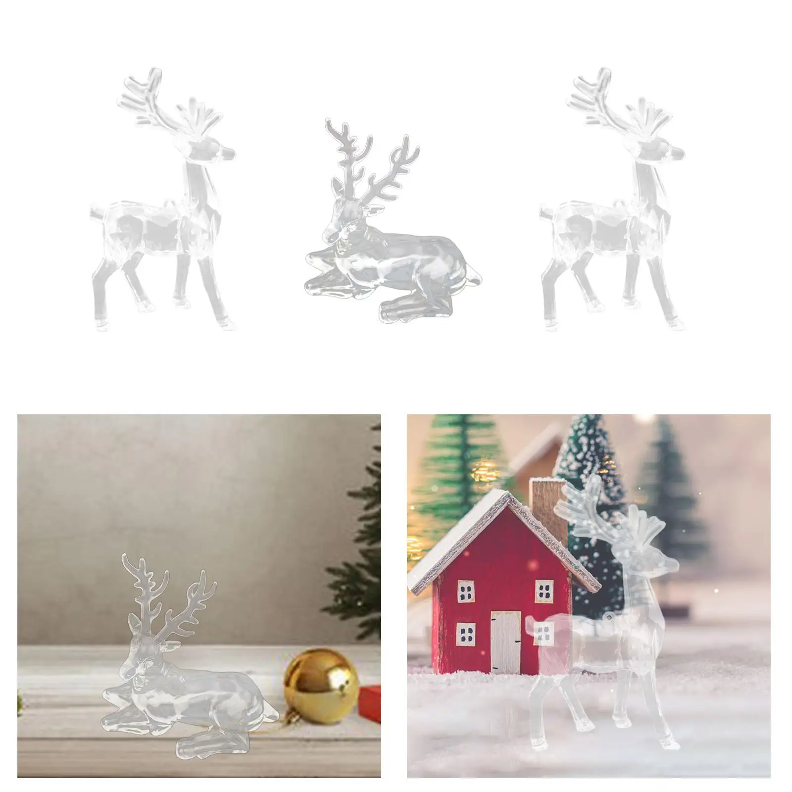 Christmas Deer Statue Ideal Gift Fine Workmanship Vivid Details Tabletop Ornament for Porch Bedroom Bookshelf Balcony Cabinet