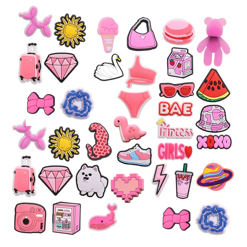 Shoe Charms for Crocs Accessories Pink Hat Bag Camera Notebook Clogs Pins Decoration For Clogs Women Kids Xmas Shoes Accessories