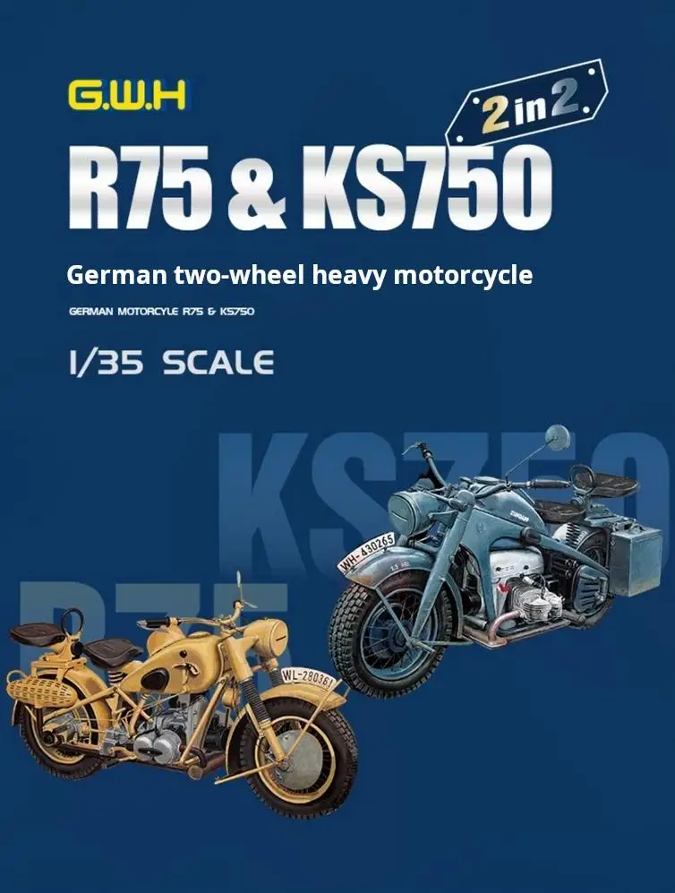 Great Wall Hobby L3527 1/35 R75-KS750 German Heavy Double Wheel Motorcycles