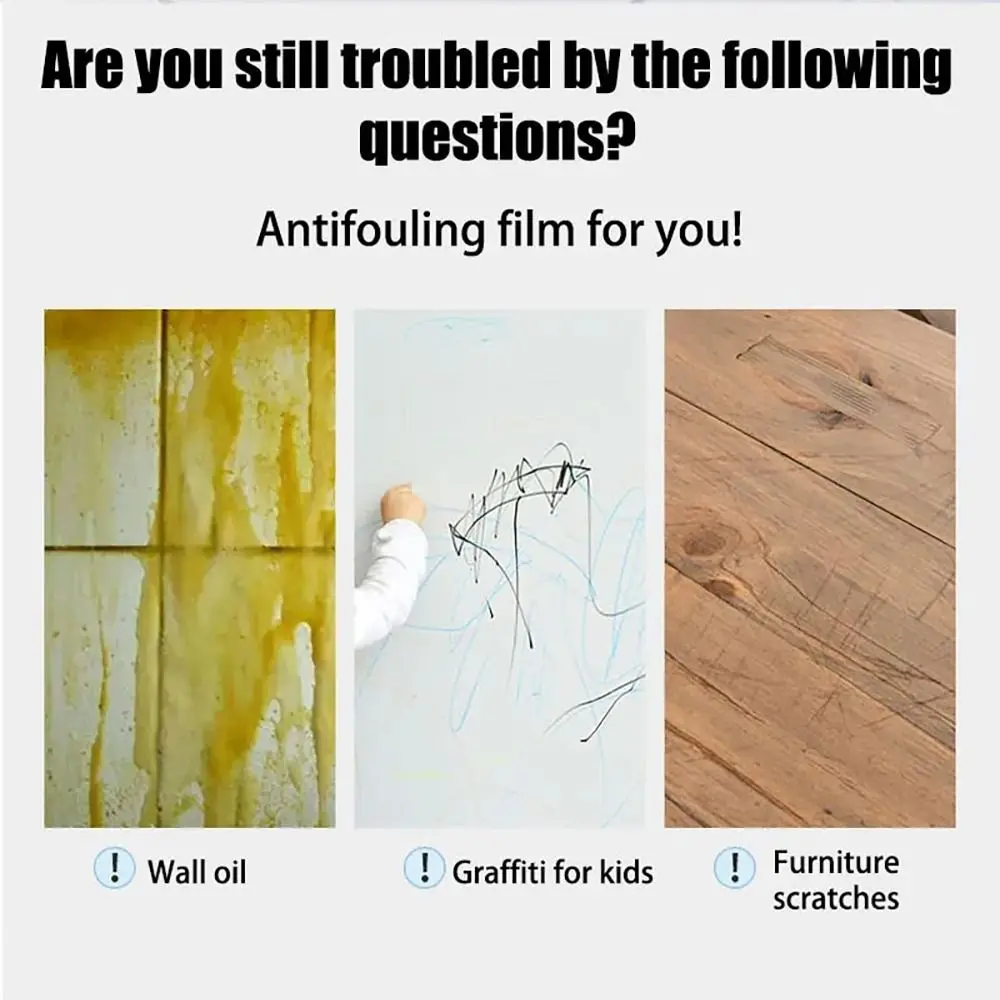 40/45/60cm Electrostatic Latex Paint Wall Protection Film Oil-proof Transparent Wall Sticker White Wall Anti-kick Anti-dirty