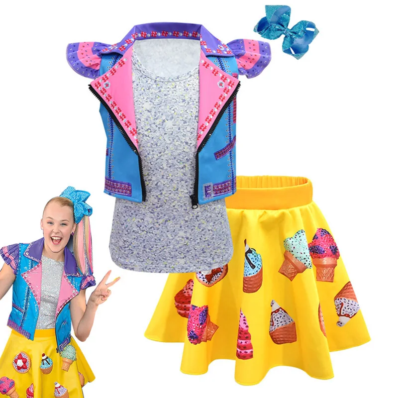 New jojo Girl Baby Clothing Set Short Coat + Skirt + Vest Toddler Kids Spring Summer Dress Birthday Party Cosplay Costume