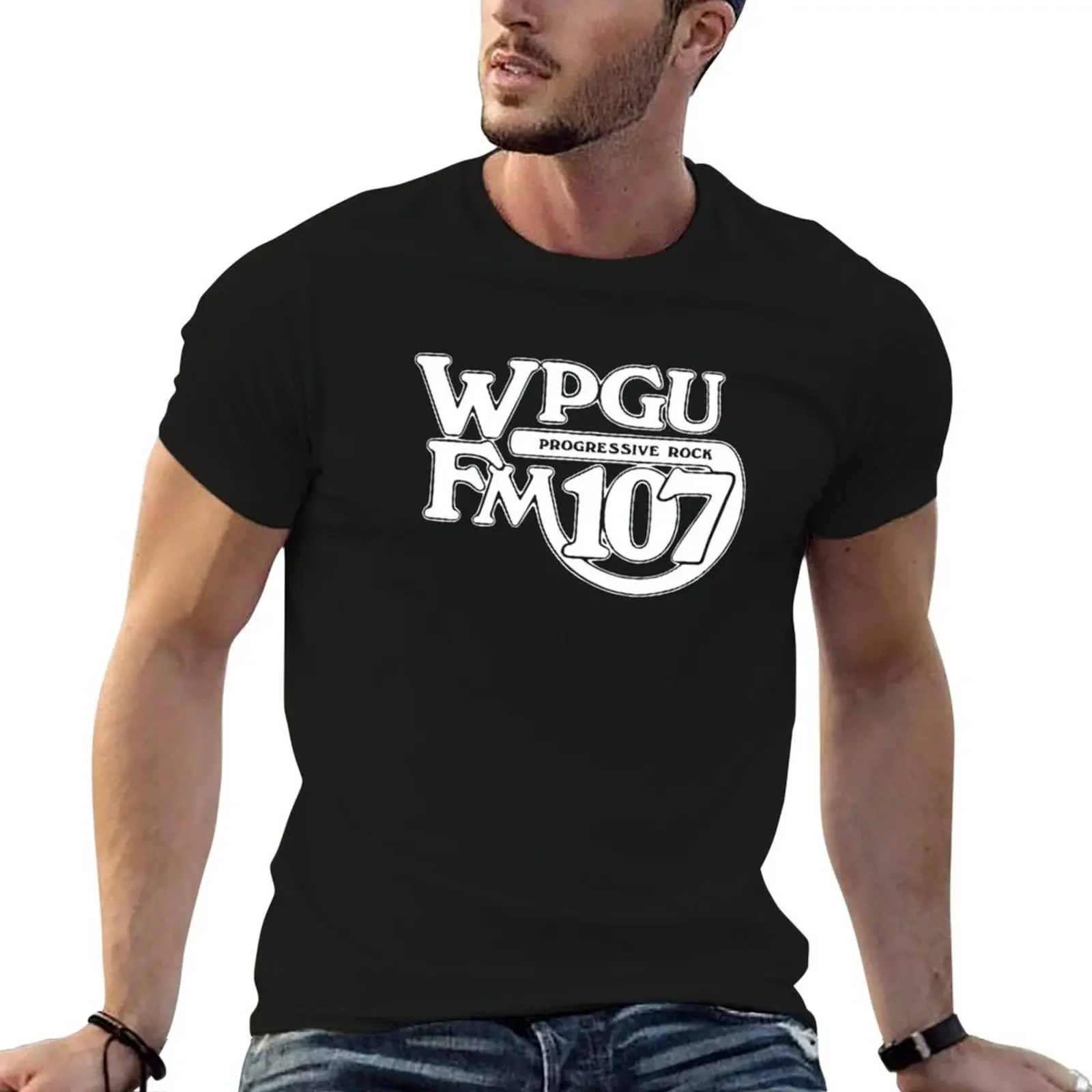 WPGU Progressive Rock Radio — Original 1970&x27;s Retraced Logo T-Shirt summer tops summer top blanks plain t shirts men