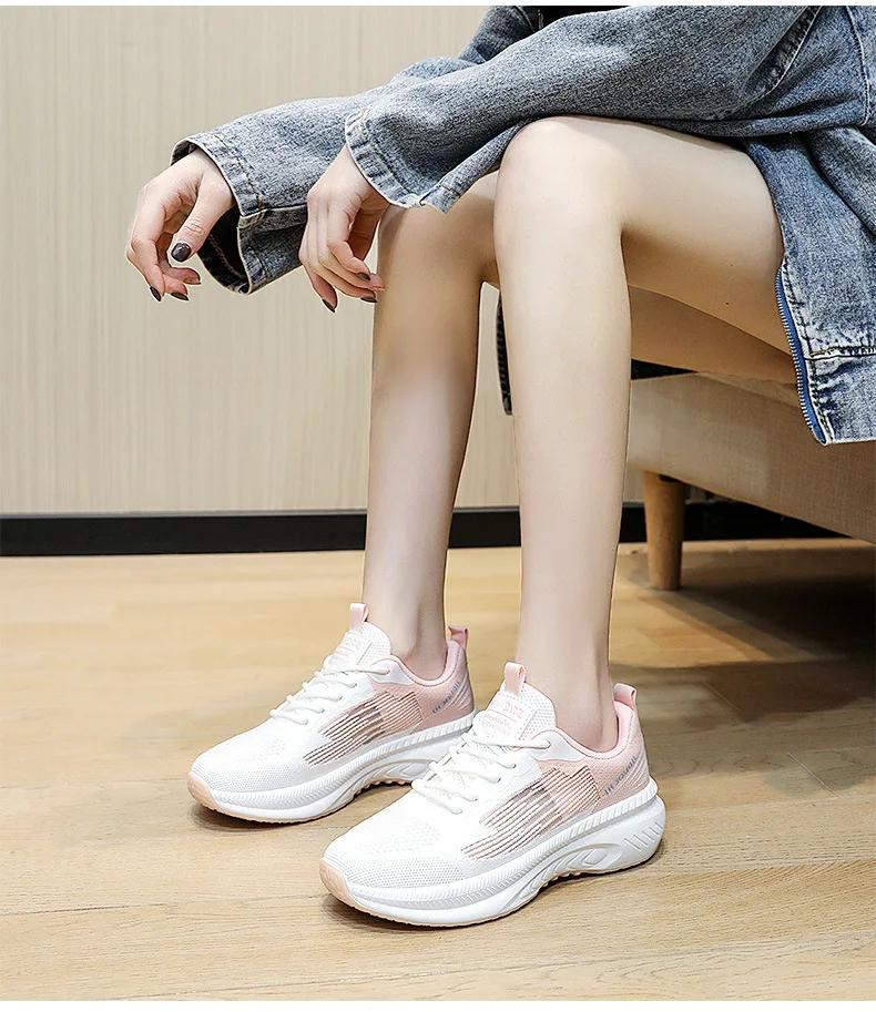 Soft Botom Blue Knitted Sneakers Woman Spring Summer 2025 Platform Mesh Shoes 2025 Hollow Out Women's Vulcanized Shoes