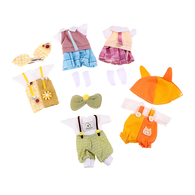 1 Set Kawaii Clothes For Dolls 16-17cm OB11 Doll Clothes Dress Set 1/8 Dolls Accessories Children DIY Girls Toy toys for girls