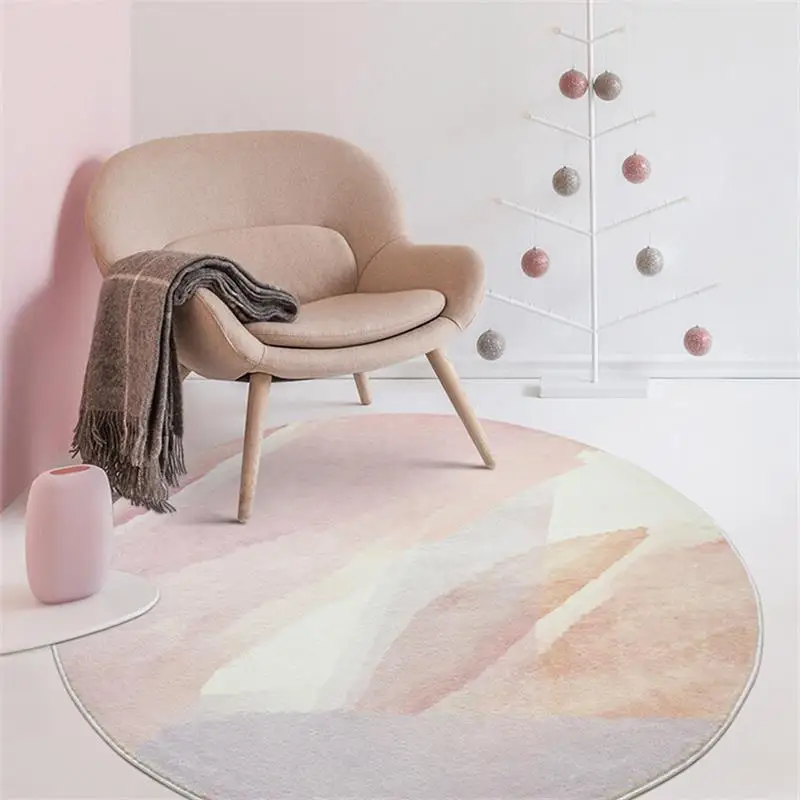 

Nordic Fresh Round Carpet For Living Room Home Soft Rugs For Bedroom Anti-Slip Computer Chair Floor Mat Kids Crawling Tatami