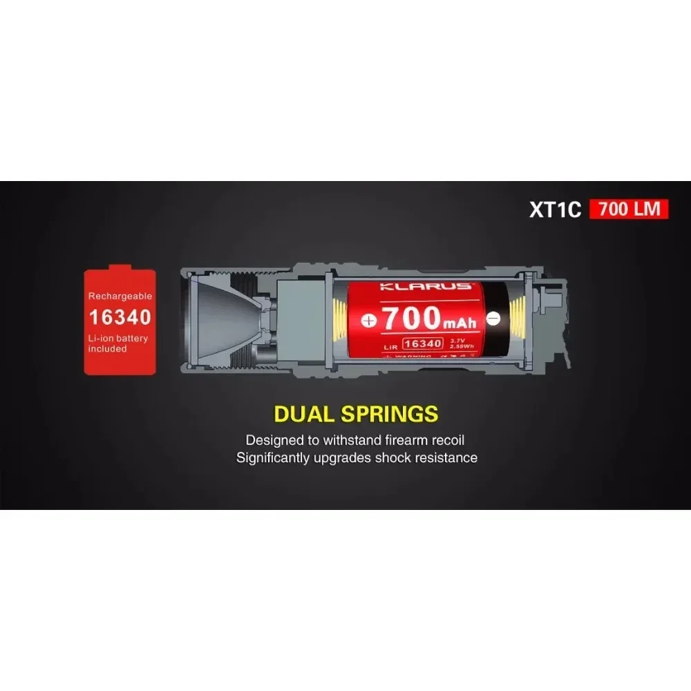 

Компактный тактический светодиодный фонарь Klarus XT1C, 1000 люмен, компактный вариант