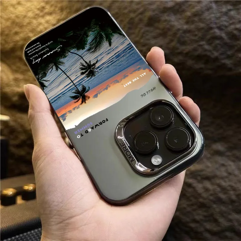 Seaside Coconut Tree Design TPU Basic Case for Xiaomi 14T 13T 12T Pro 11 Lite 5G 15 14 13 12 11 Shockproof Hard Back Laser Cover