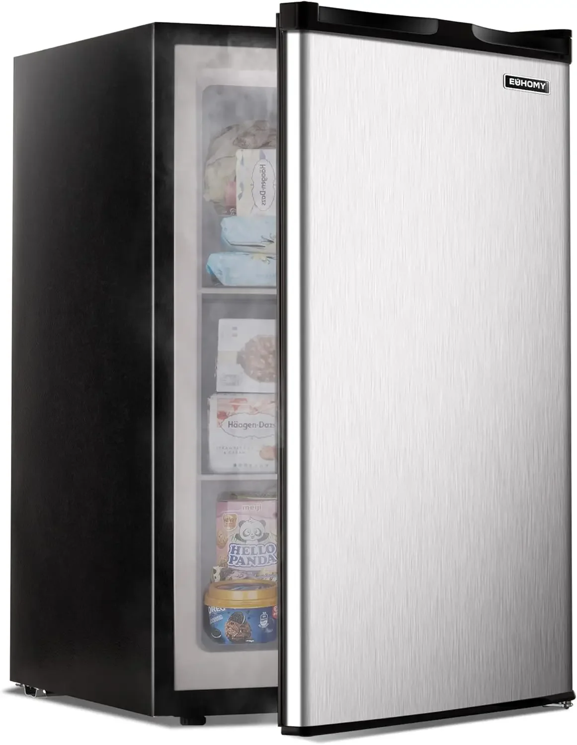 

Upright freezer, 3.0 Cubic Feet, Single Door Compact Mini Freezer with Reversible Stainless Steel Door, Small freezer for