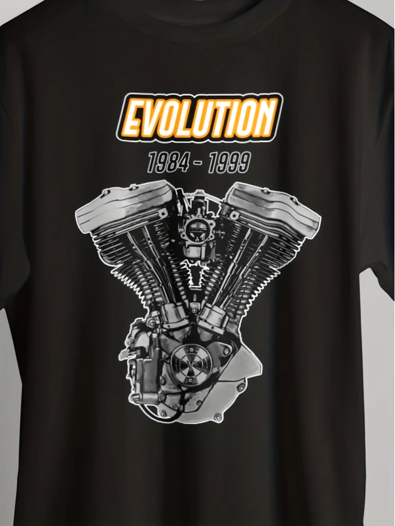 H-H Arley Evo Men's Retro Motorcycle T-Shirt 1984-1999 Model Evolution Engine Shovel Head/Knulehead/Flathead/Panhead Pattern