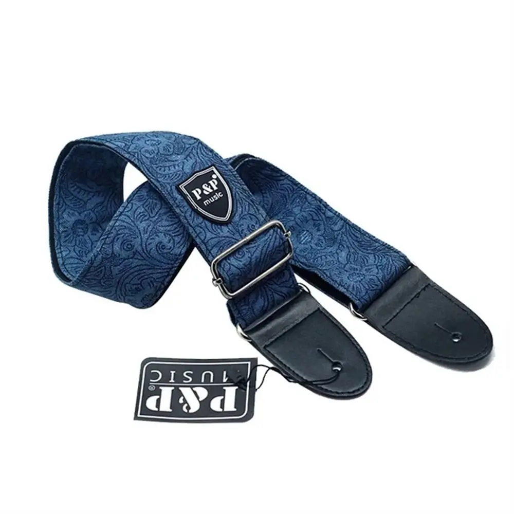 Adjustable Guitar Strap Embossed Vintage Electric Guitar Belts Denim Cotton Retro Style Acoustic Guitar Strap Guitar Accessories