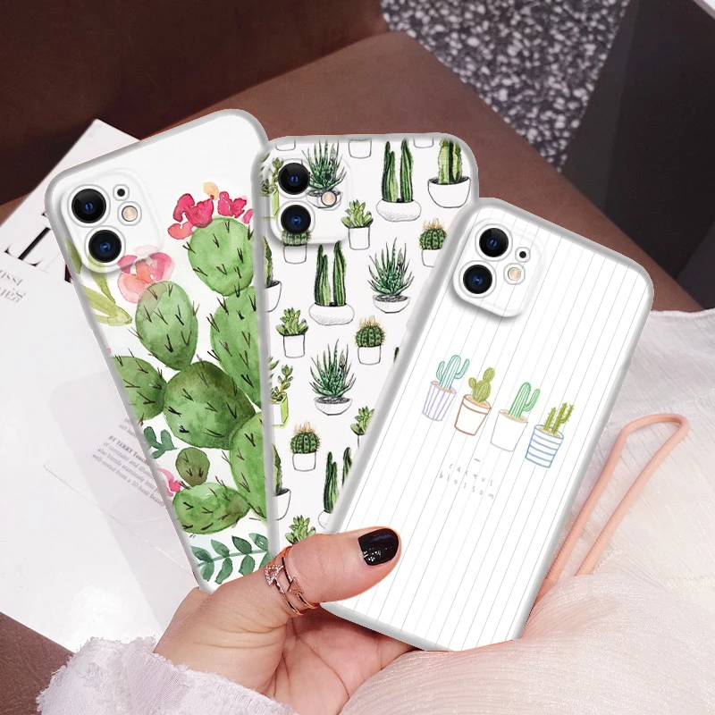 72C Candy Color Art Cactus Plant Soft Case for Moto G9 Powe One Pro E12 E22I E22 G52 G42 G32 G22 G23 Z2 Z Play P40 P30 Edge 30