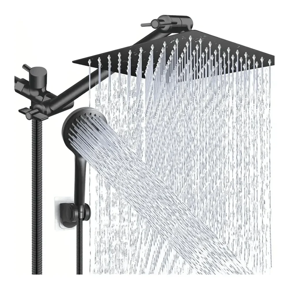 

Душевая лейка 8 дюймов для дождевого душа высокого давления, ручная, в комплекте с удлиненным кронштейном 11 дюймов, 5 регулируемых режимов, герметичная