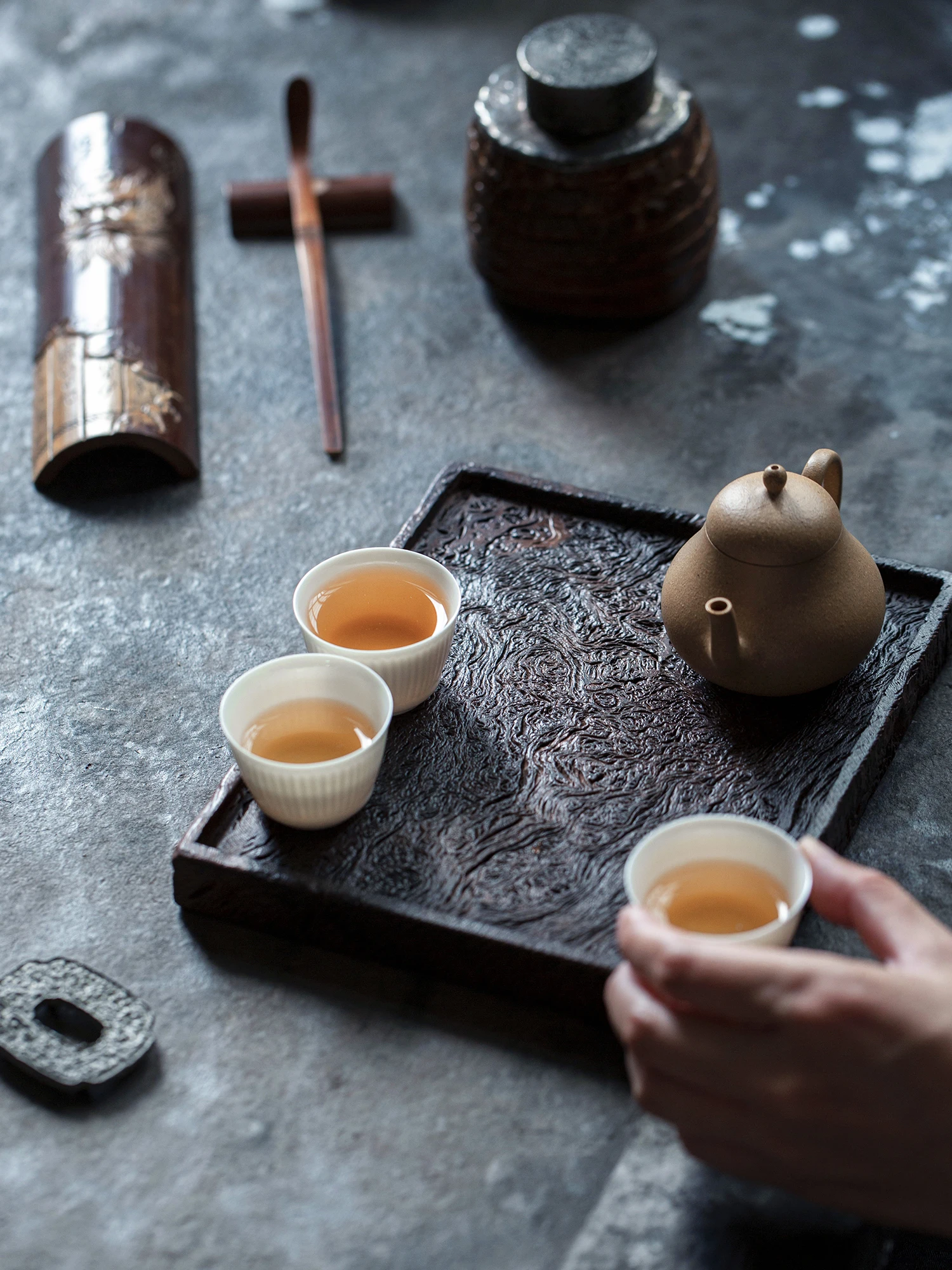 

Винтажный деревенский большой чайный сервиз из лакированного железа и дуба, квадратный поднос для чая, подставка для чая, блюдо для сухих напитков, натуральное дерево, ручная работа