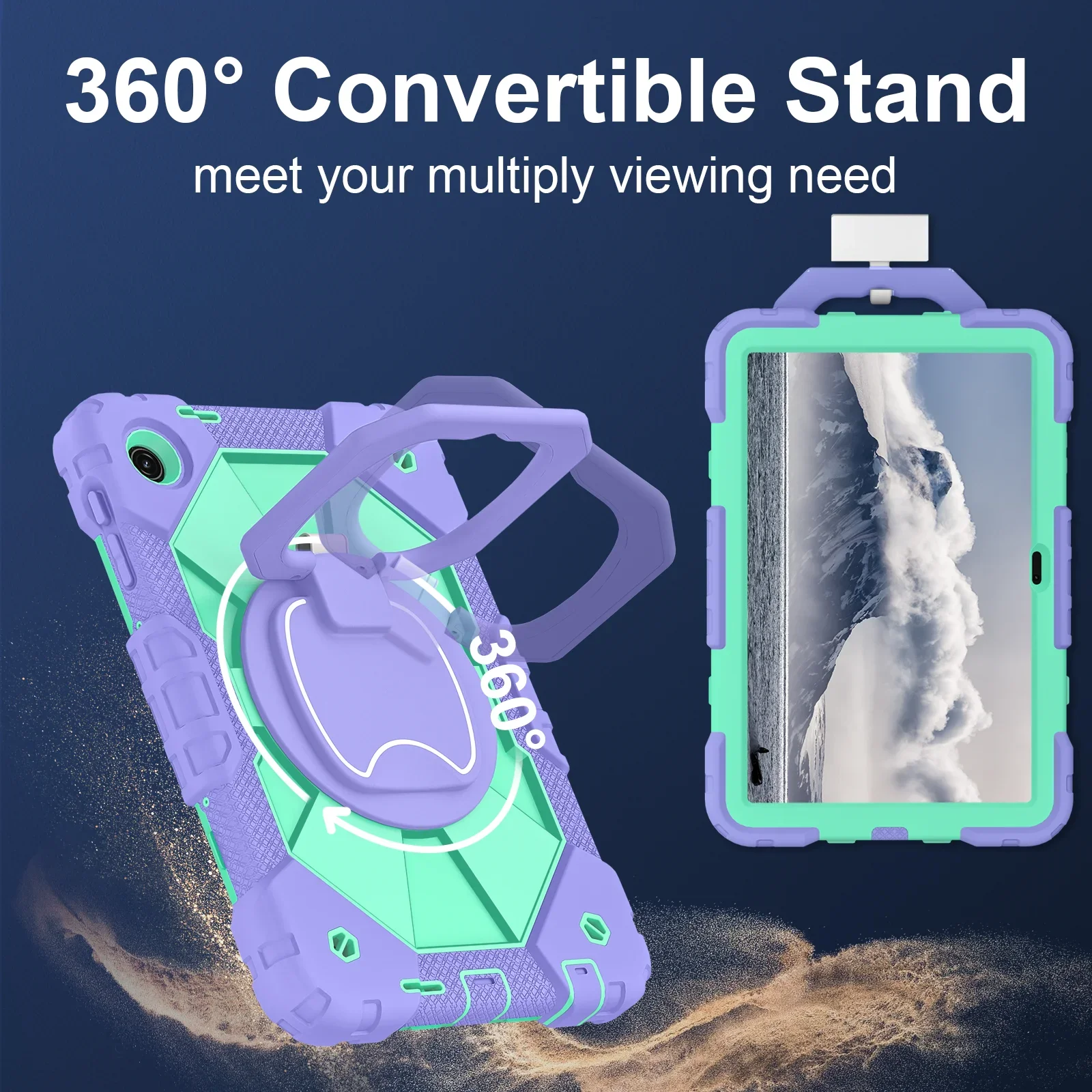 Rugged Stand Heavy Duty Case For T-Mobile REVVL Tab 2 2025 10.1 inch Rotatable Handle Grip Cover With Shoulder Strap Shockproof