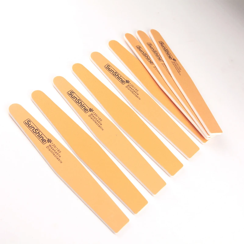 SunShine 10pcs Professional Wooden Nail File Emery Board Strong Thick 120/180 Grit for UV Gel Polish Manicure Sanding Care Tools