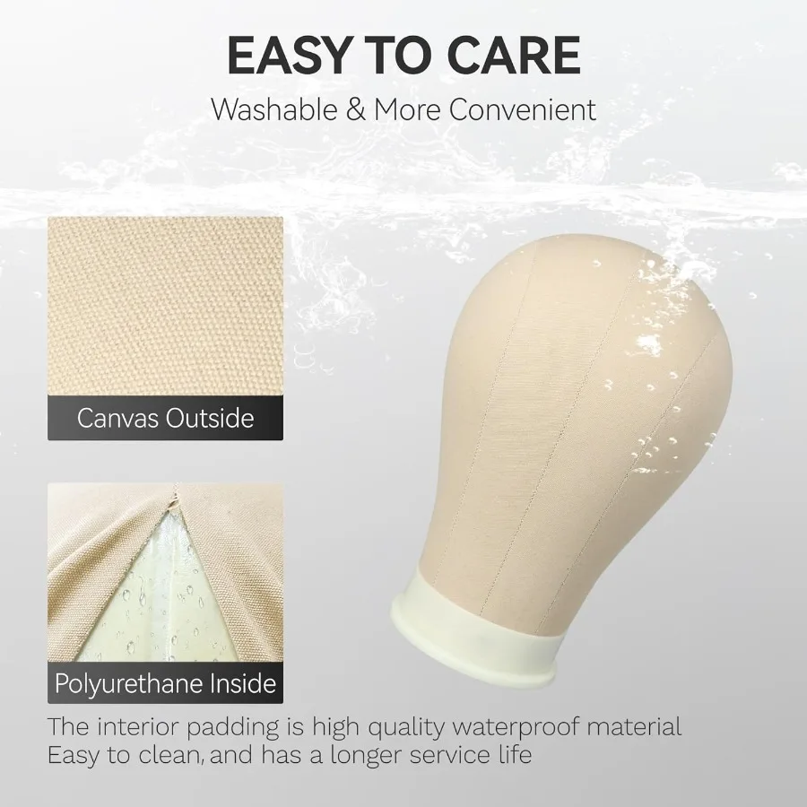 21인치 가발 제작 및 디스플레이용 마네킹 헤드, 마운트 홀 포함, 사실적인 머리 윤곽, 가발 스타일링에 이상적, 캔버스 가발 헤드