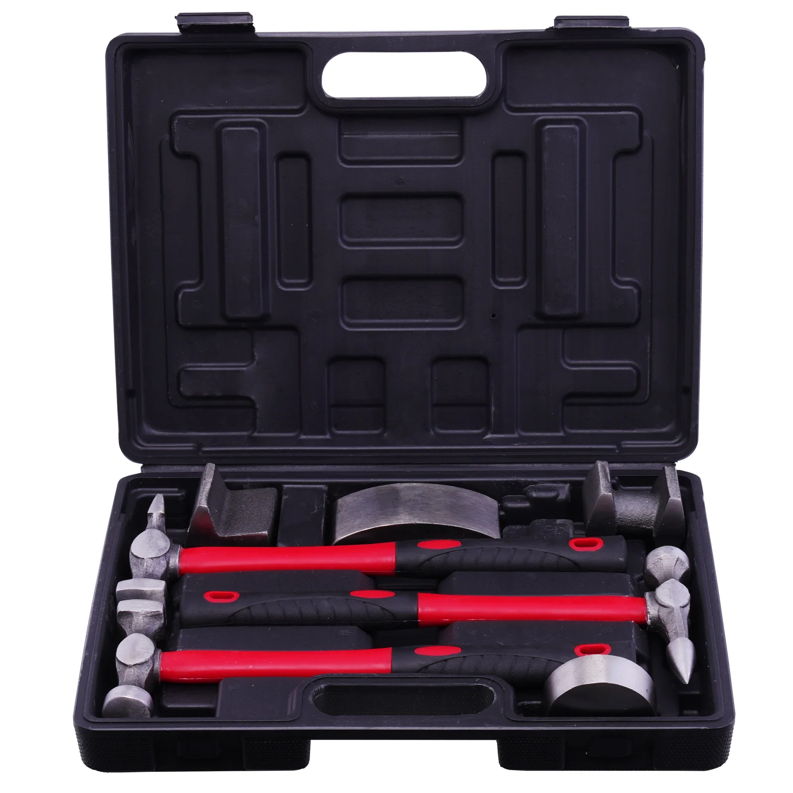 7 pz Auto Corpo Dent Riparazione Martello di Riparazione Auto Lamiera Martello di Metallo Pannello Frusta Copriletto E Dolly Set Con Valigetta degli Attrezzi Per La Riparazione Auto