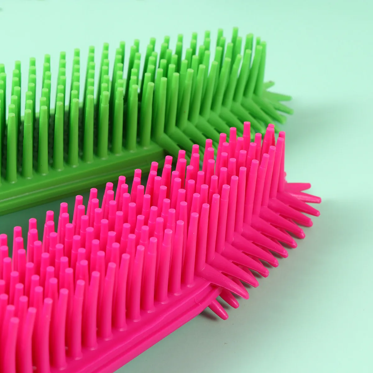2Pcs Silicone Pet Comb Dog Hair Removal Grooming Tool Hollow-Out Cleaning Brush Comfortable Grip Green Pink Dog Comb view 6