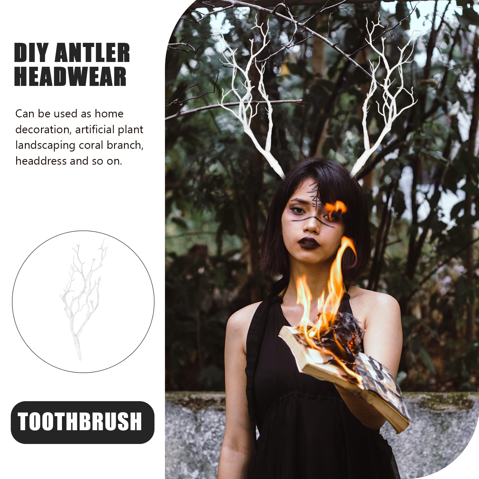 

3Pcs Simulation Coral Branch DIY Antler Headdress Supplies Halloween Party Decoration Artificial Plant Hairband Horror Movie