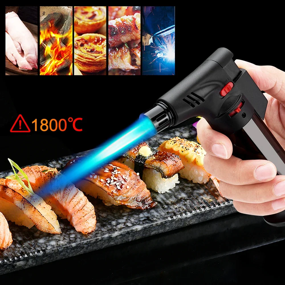 Jet Butane Lighter Refillable Gas Adjustable Flame Gun Lighter Cooking Torch BBQ Ignition Tool Windproof Cigar Cigarette Lighter