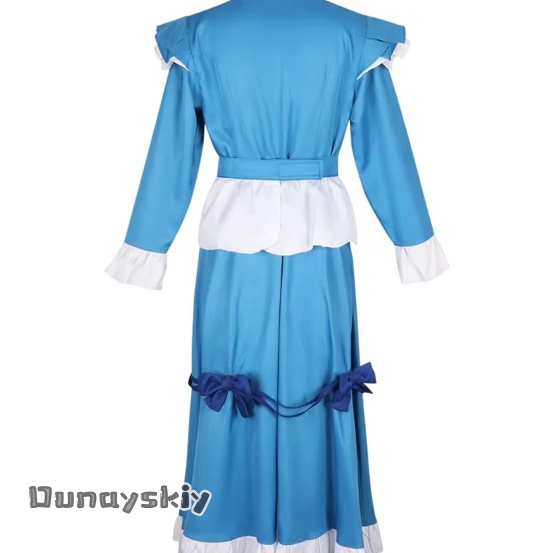 Hemera*/Poppy Game Cosplay Costume Dress Game Poppy Cos Playtime Red Hair Girl Women Blue Maid Dress Lolita Halloween Dress view 3