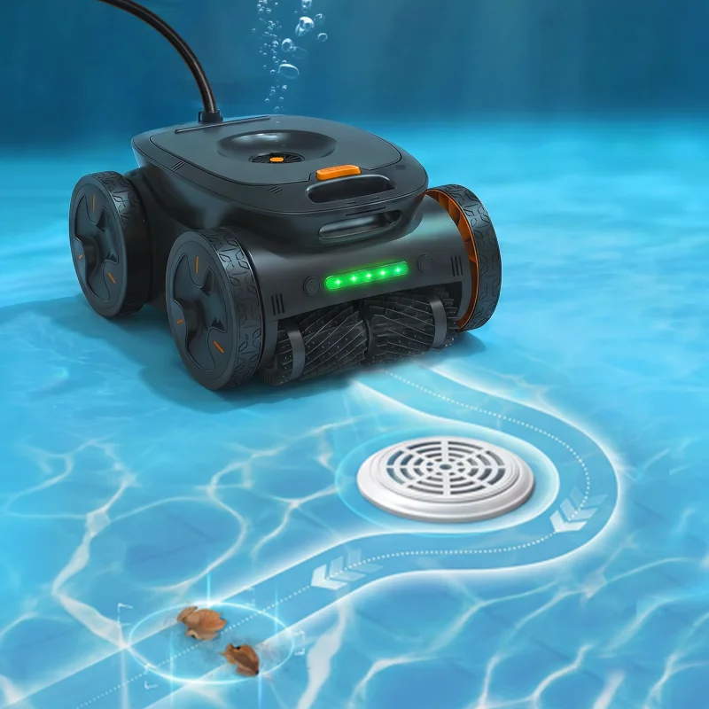 Limpiador Robótico Inteligente Recargable para Piscinas, Diseño Inalámbrico para Eliminar Algas, Hojas y Suciedad de la Superficie y el Fondo de la Piscina