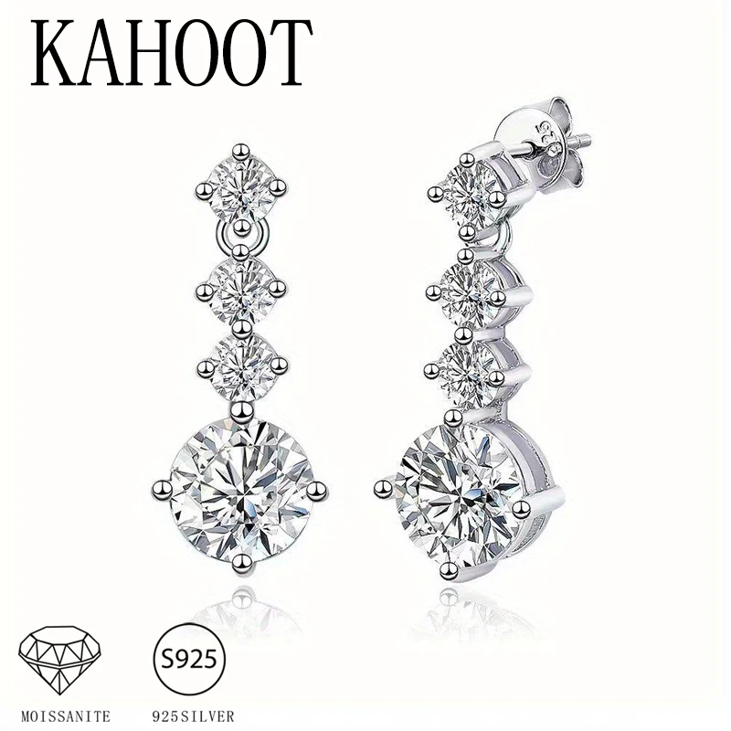 

Серьги из стерлингового серебра 925 пробы 2,6 карата * 2 муассанита, классический простой дизайн, элитный роскошный женский повседневный носок, отпуск