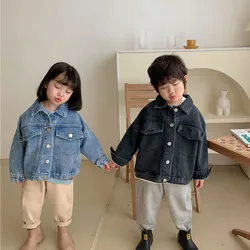 2025 Spring Autumn New Kids denim jackets 1-8 Years Children's loose casual outwear Cardigans Boy's Girl's vintage denim Coats