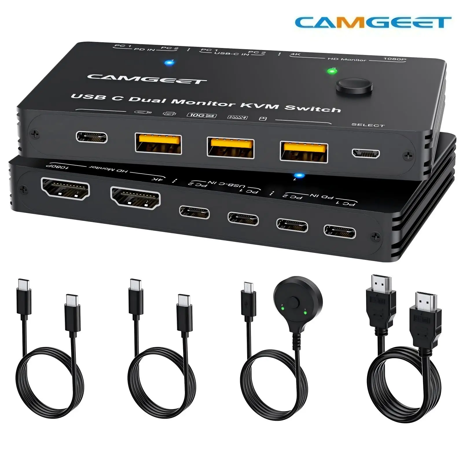 

НОВЫЙ KVM-коммутатор USB-C на 2 ПК и 2 монитора, KVM-коммутатор с двумя мониторами HDMI для 2 ноутбуков, 2 порта USB-C MST, KVM-коммутаторы USBC 2 входа 2 выхода