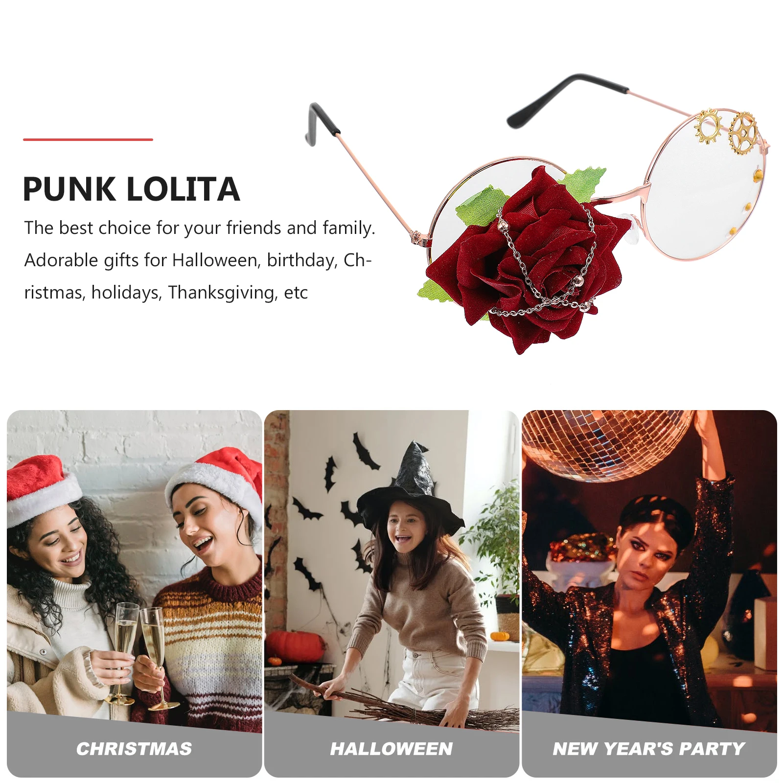 

Single-sided Glasses Chain Props High-quality Metal Roses Adjustable End Fit Any Frame Cosplay Punk Lolita Retro Steampunk Party
