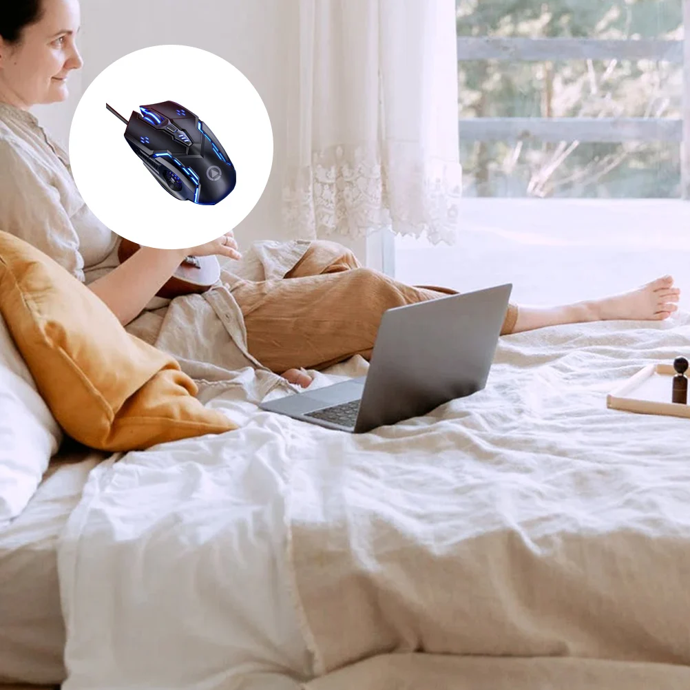 

1Pcs Silent Luminescent Gaming Mouse Computer Mouse with Skin-Like Surface 6 Button Layout Comfort Grip for Large