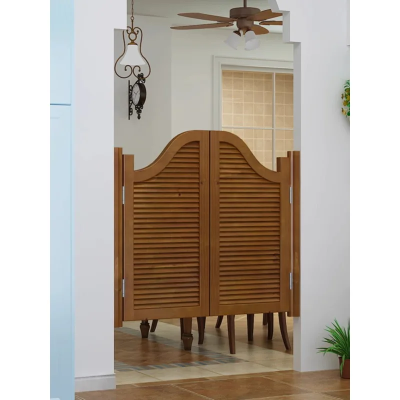 Nordic solid wood opposite  fence porch two-way free entry and exit waist  retro bar partition toilet door