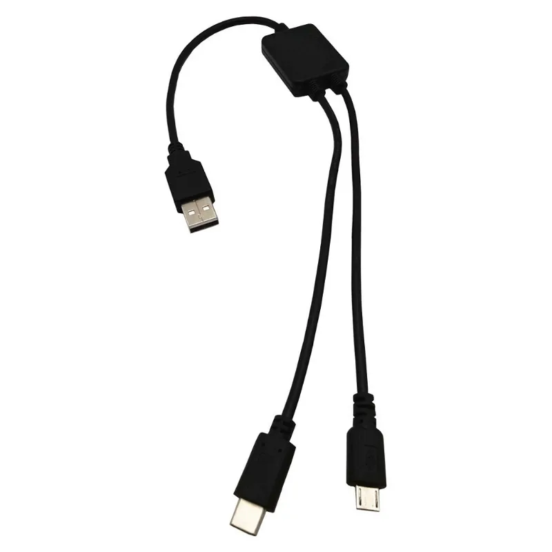 USB 3.1 Type C Male Duttek Multifunctional 2 in 1 Cable to USB C Type C Male and Micro USB Male Charging Charger Cable Cord 0.3m