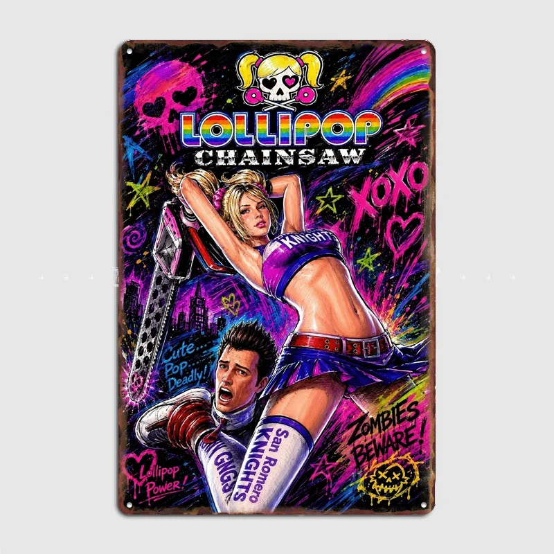 Lollipop Chainsaw Juliet Starling Poster Metal Sign Posters Bedroom Custom Wall Decorations Room Decoration Interior Home Decor