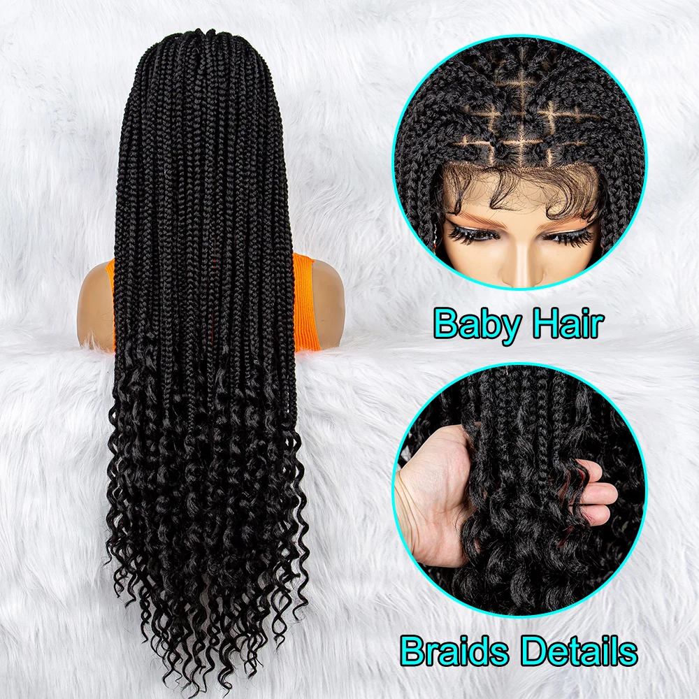 KIMA Synthetic Lace Front Wig Braided Wigs Knotless Box Braids Wig With Baby Hair For Black Women Full Lace Wigs Braid African