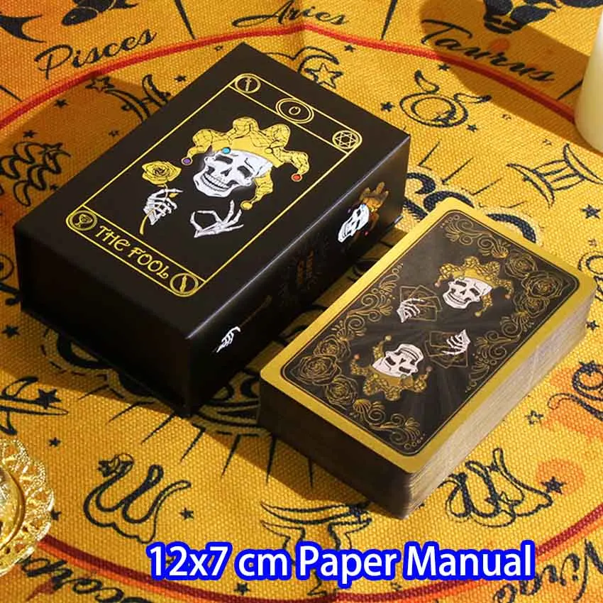 PVC Waterproof 12x7 cm Paper Manual Skull Tarot Card Game