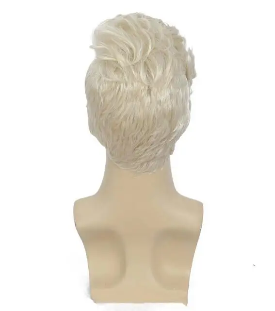 Parrucche sintetiche da uomo parrucca bionda corta Pixie Cut Layered Nature capelli finti traspiranti per maschio Daily Cosplay Party resistente al calore