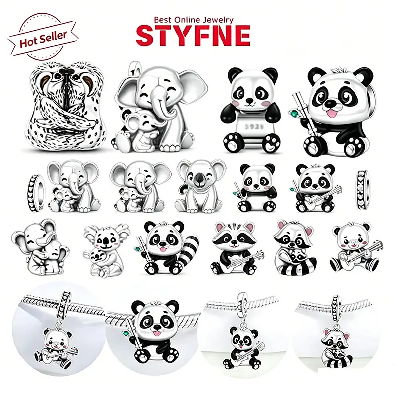 925 Sterling Silver Panda Charms Beads Fit Original Bracelets Bag Keychain Earring Charms Beads Pendant Diy Women Jewelry Gift