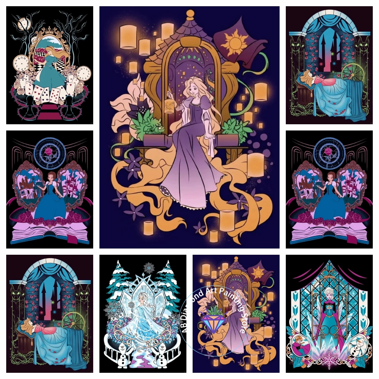 

Disney Princess AB Diamond Painting Embroidery Jewelry Alice In Wonderland Frozen Elsa Mosaic Cartoon Children's Decor Crafts