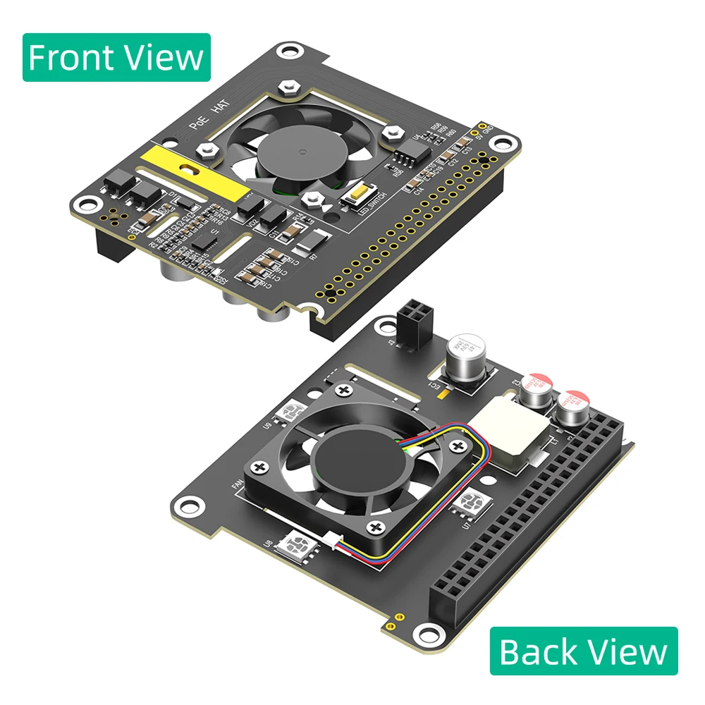 PoE HAT for Raspberry Pi 5 With Cooling Fan/Computer Module 5 With Automatic Discoloration LED, Power Over Ethernet HAT for Pi 5