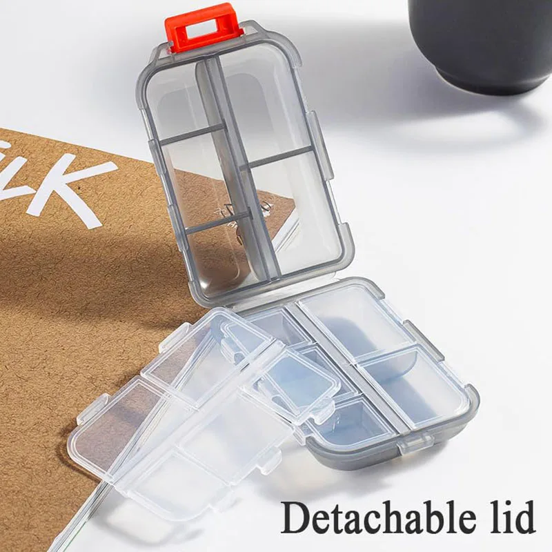 6 عبوات من علب حبوب الدواء، صندوق منظم حبوب الدواء الصغيرة، منظم حبوب السفر الأسبوعي، حامل علبة حبوب الدواء، صندوق حاوية بلاستيكي مقاوم للماء #6