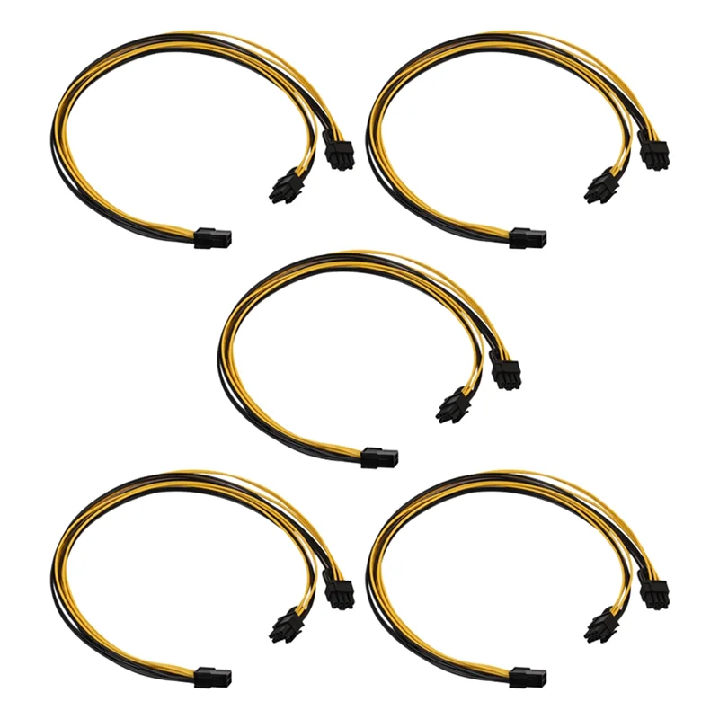 5X PCI-E PCI Express 6 broches femelle vers double 2 ports 8 broches (6 + 2 broches) adaptateur F/M mâle câble d'alimentation de carte vidéo GPU 18AWG 20Cm