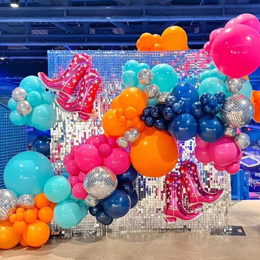 4개 핑크 카우걸 부츠+모자 포일 풍선 서부 카우 파티 장식 부츠 온 더 그라운드 파티 장식 라스트 로데오 파티 C