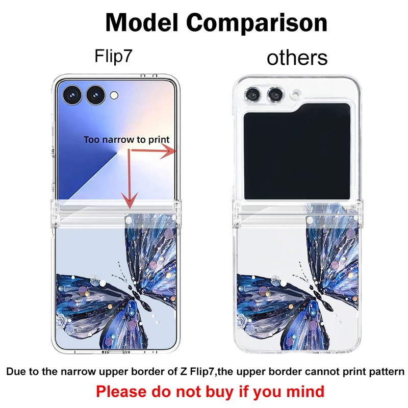 Transparente Hartschalen-Handyhülle mit Schmetterlingsdruck für Samsung Galaxy Z Flip8 Flip6 Flip7 FE Flip 8 7 6 5 4 3 5G Stoßfeste Durchsichtige Schutzhülle – Detail 1
