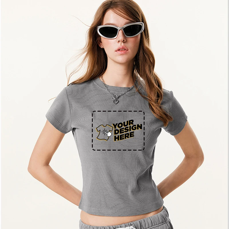 شحن شعار مخصص الأساسية الداخلية يرتدي الخارجي سليم صالح سليم صالح جولة الرقبة أعلى الكتف الرياضة قصيرة الأكمام تي شيرت