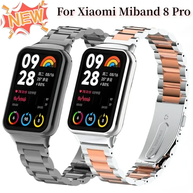 

Metal Strap For Xiaomi Miband 8 Pro Stainless Steel Bracelet Redmi Watch 4 Bracelet Wristband For Miband 8 Pro Correa Accessory