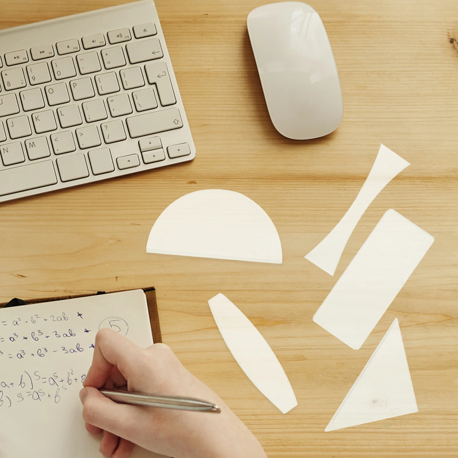 

5Pcs Optical Experiment Lens Set Glass Semicircular Triangular Rectangular Physics Teaching Tools Durable Safe Educational