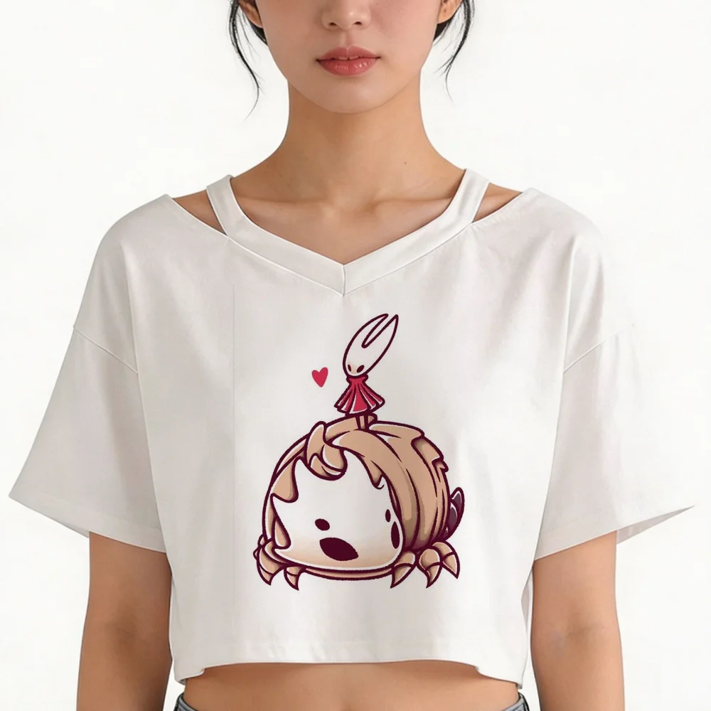 Hollow Knight cropped top teen funny cute cutecore japan graphic top tees japanese grunge y2k goth scene