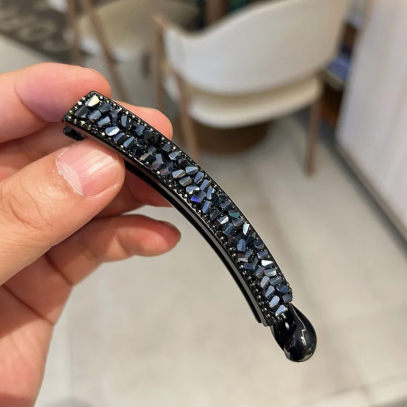 

Korean Hair Accessory Rhinestone Banana Hair Clip for Women Bling Crystal Vertical Ponytail Clip Luxury Fashion Hair ornaments